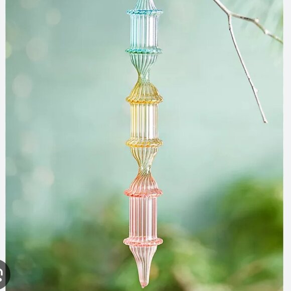 Anthropologie Rainbow Icicle Giant Glass Ornament NEW‎ WITH TAG - Picture 2 of 2